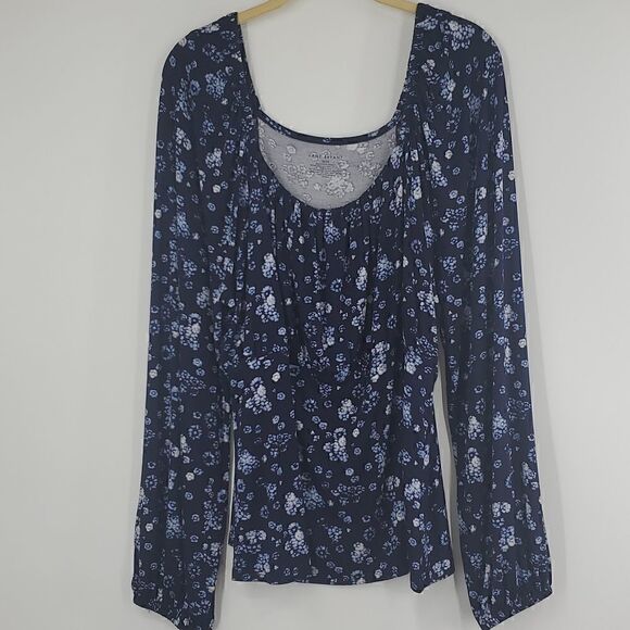 Lane Bryant Plus Blue Blouson Sleeve Square Neck Top - Picture 6 of 15